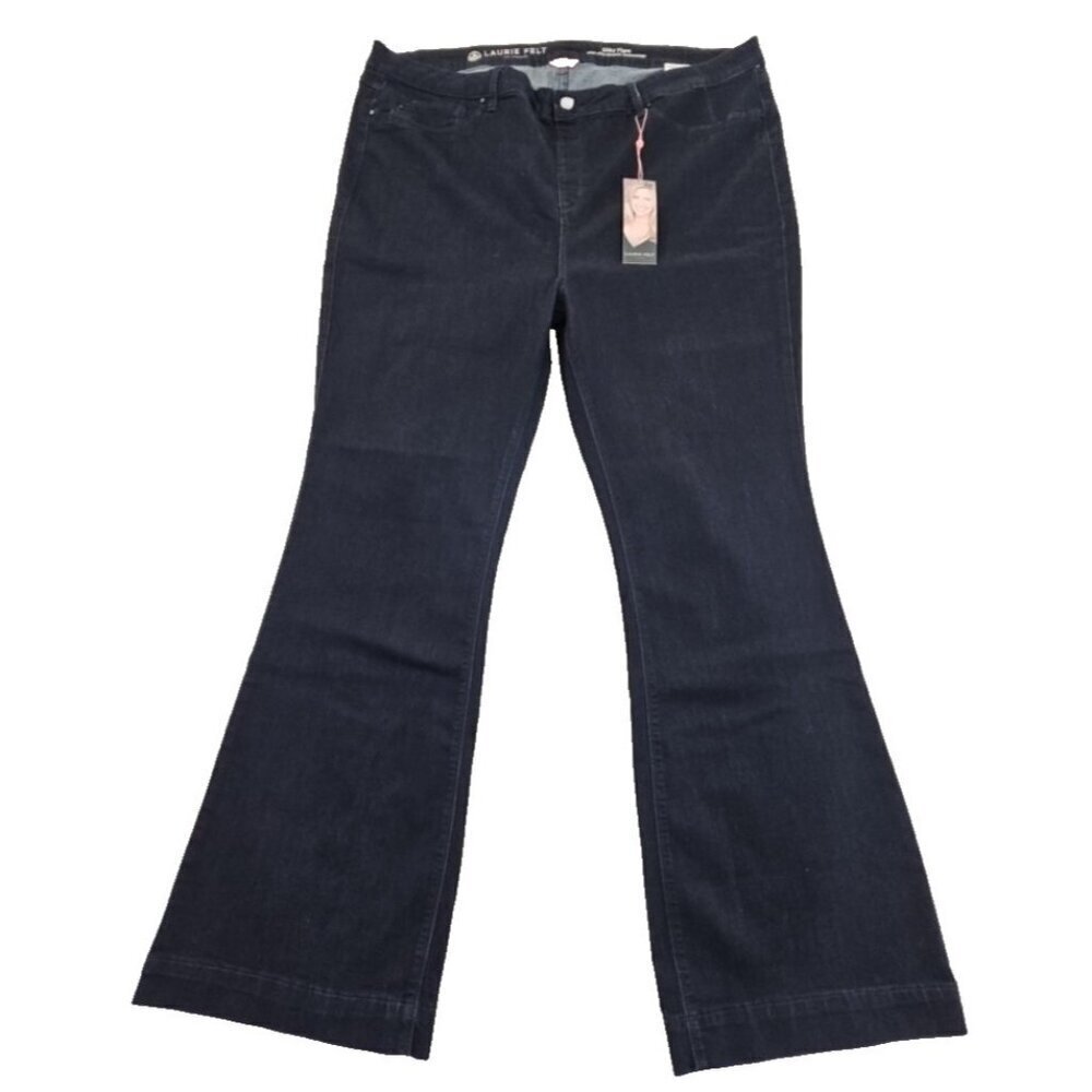 Laurie Felt Silky Flare Jeans Women's 3XT Dark Blue Wash Wide Leg Flare NWT NEW
